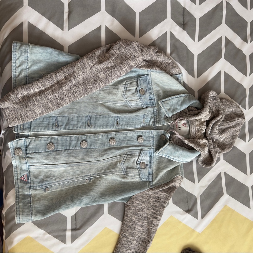 Denim Guess Jacket with Gray Sleeves